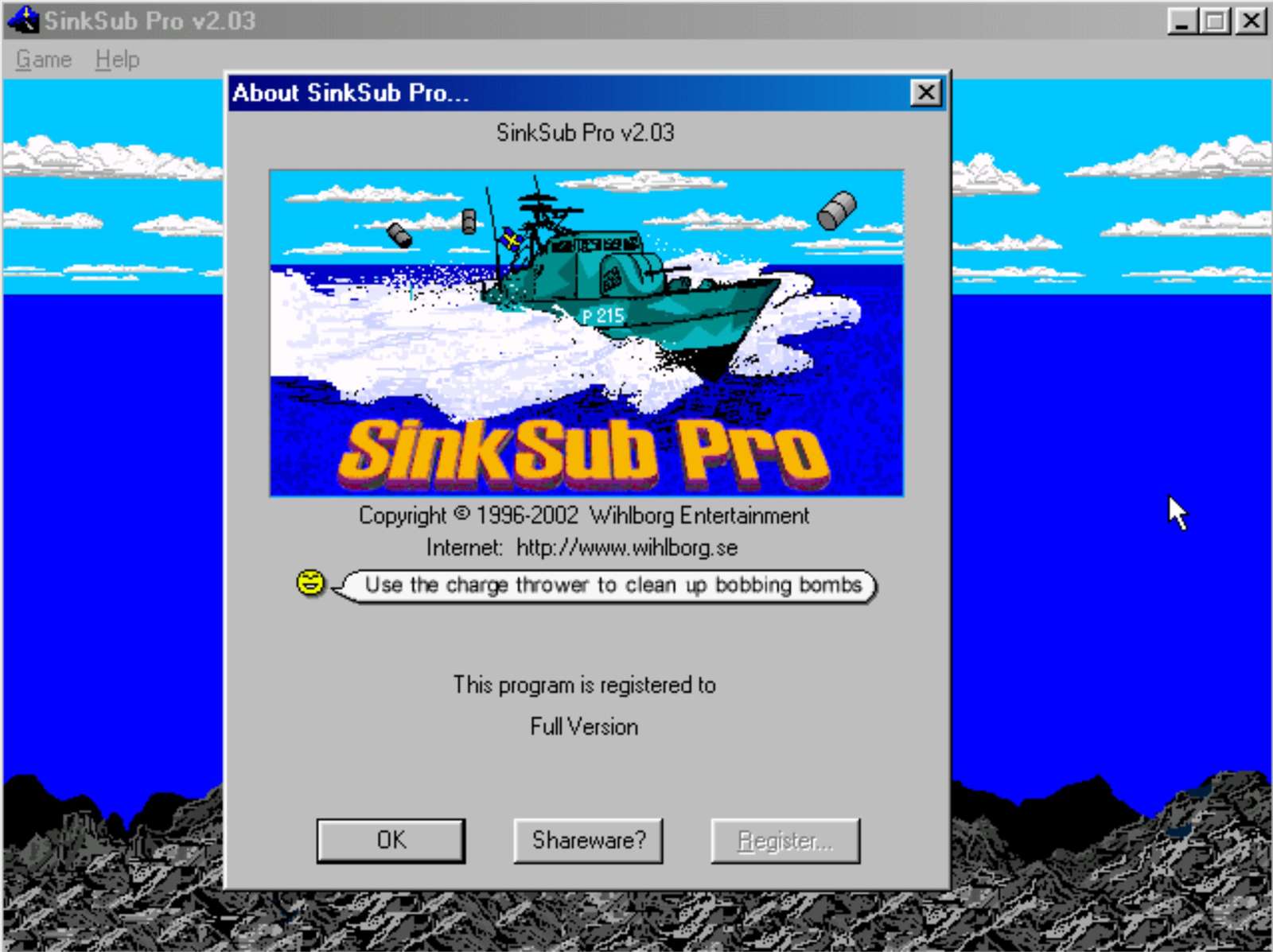 Title screen of SinkSub Pro