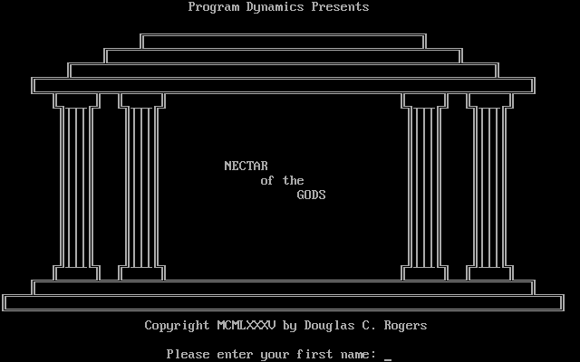 Title screen of Nectar of the Gods