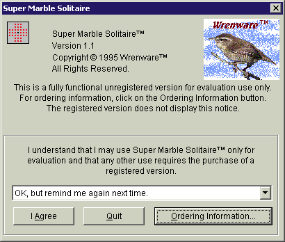 Title screen of Super Marble Solitaire