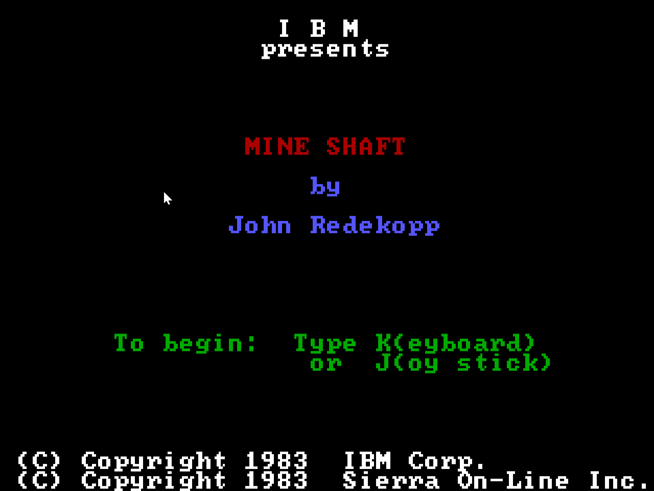 Title screen of Mine Shaft