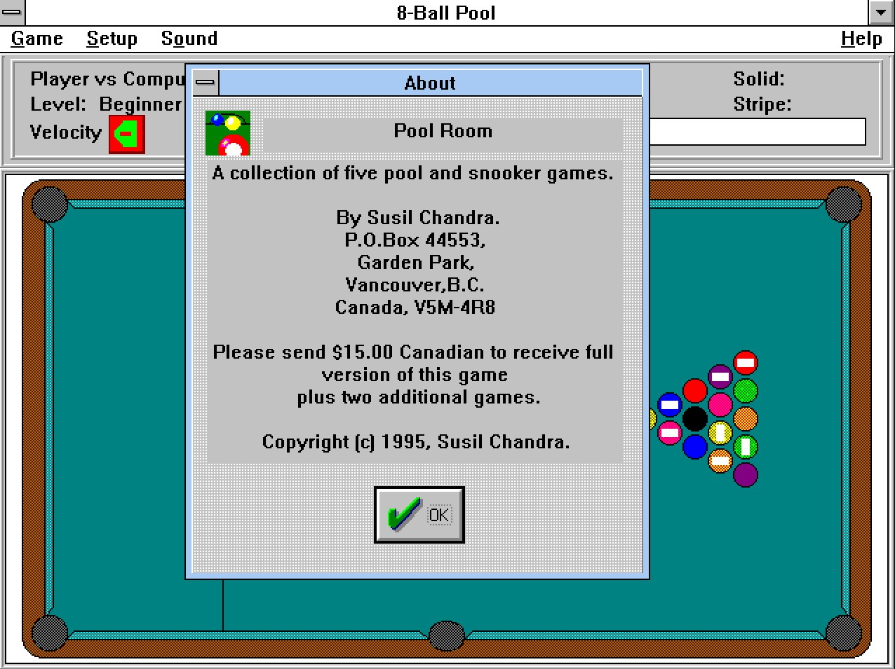 Title screen of Pool Room