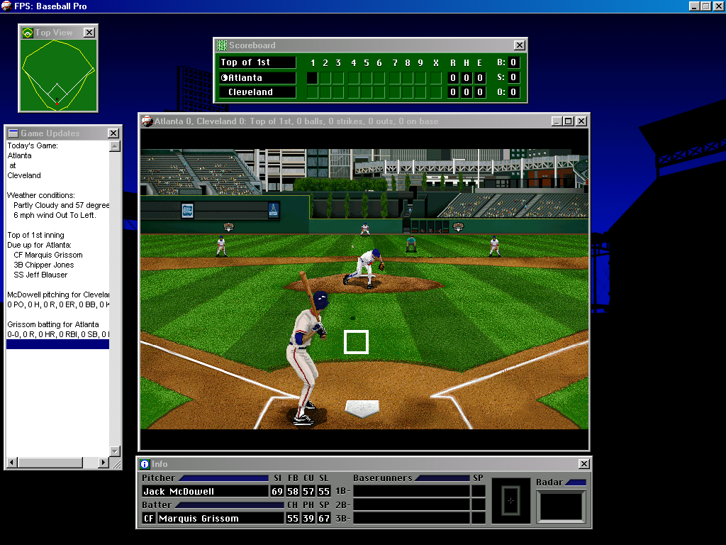 Gameplay of Front Page Sports: Baseball Pro '96 Season