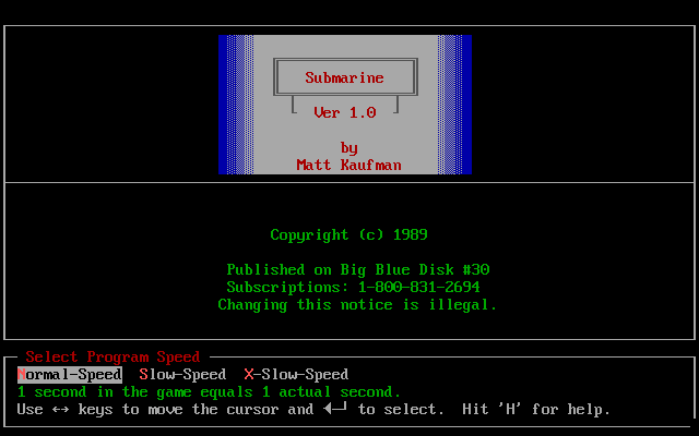 Title screen of Submarine