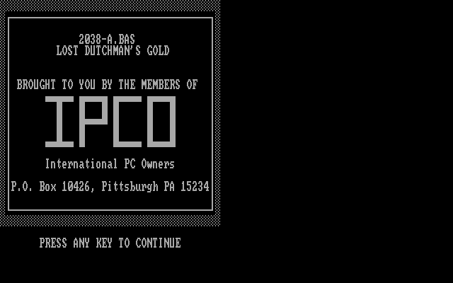 Title screen of Lost Dutchman's Gold