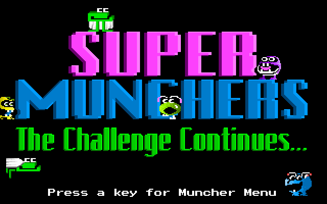 Title screen of Super Munchers: The Challenge Continues...
