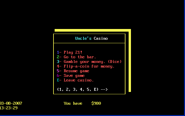Title screen of Uncle's Casino