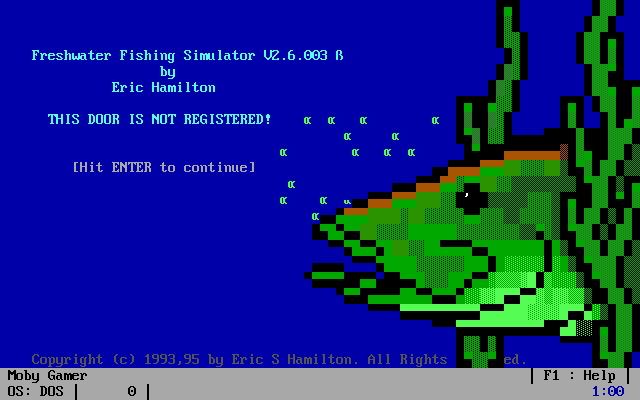 Title screen of Freshwater Fishing Simulator