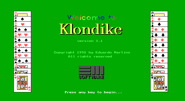 Title screen of Klondike