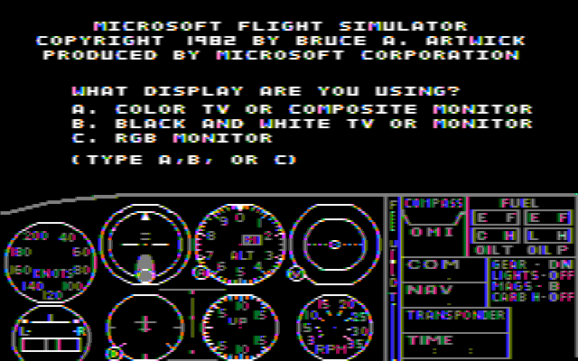 Title screen of Microsoft Flight Simulator (v1.0)