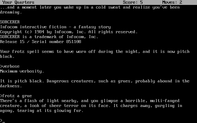 Title screen of Sorcerer