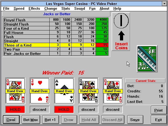 Gameplay of Las Vegas Super Casino