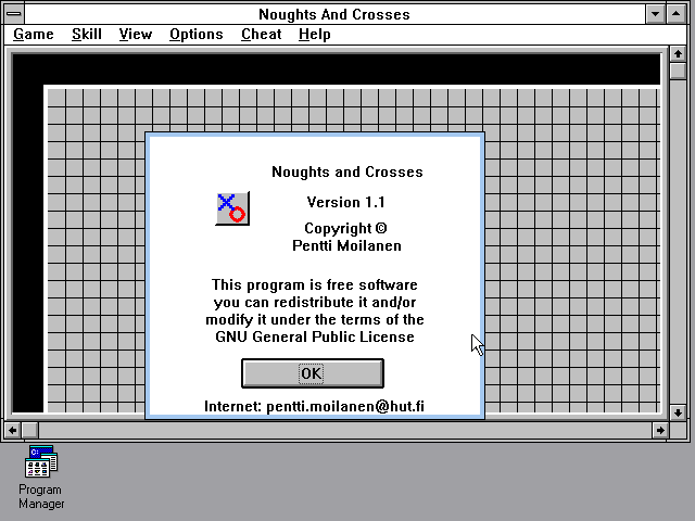 Title screen of Noughts and Crosses