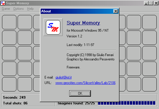 Title screen of Super Memory