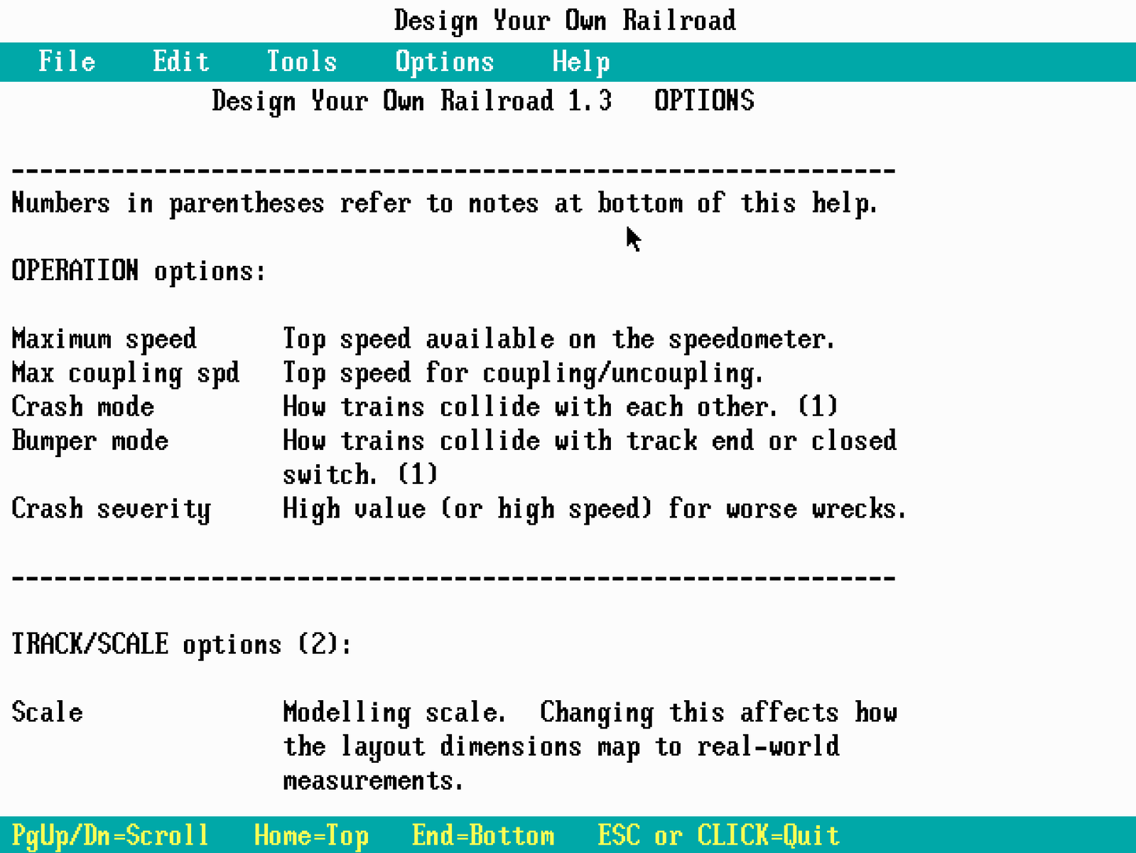Title screen of Design Your Own Railroad
