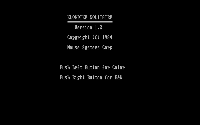 Title screen of Klondike Solitaire