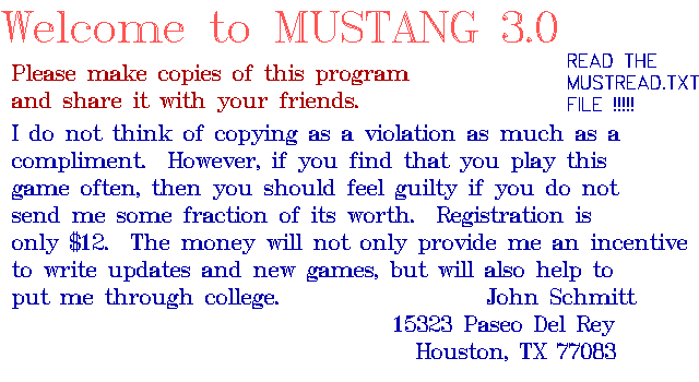 Title screen of Mustang