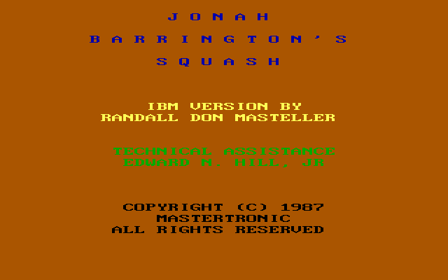 Title screen of Jonah Barrington's Squash