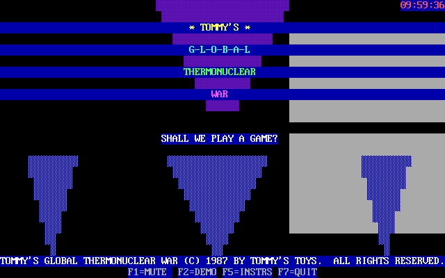 Title screen of Tommy's Global Thermonuclear War