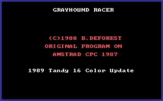 Title screen of Grayhound Racer