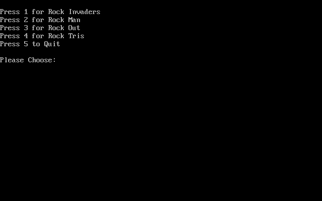 Title screen of Rock Games