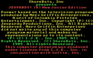 Title screen of Jeopardy! New Junior Edition