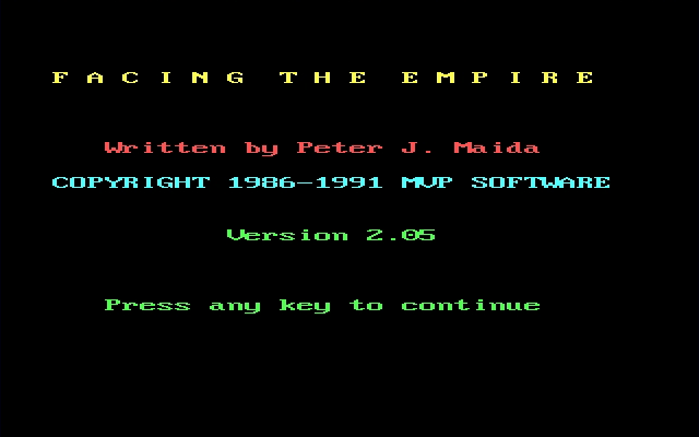Title screen of Facing the Empire