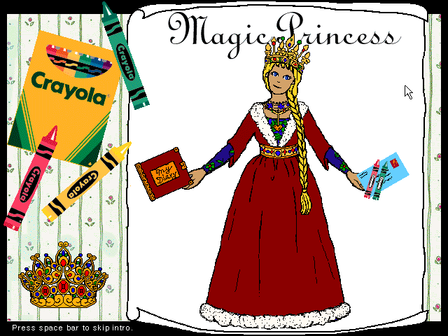 Title screen of Crayola Magic Princess: Paper Doll Maker