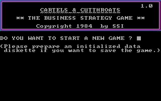Title screen of Cartels & Cutthroat$