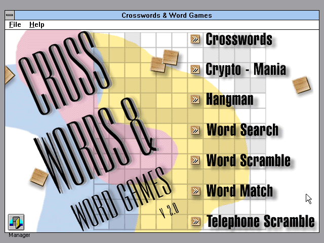 Title screen of Crosswords & Word Games