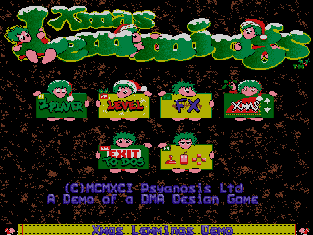 Title screen of Xmas Lemmings 1991