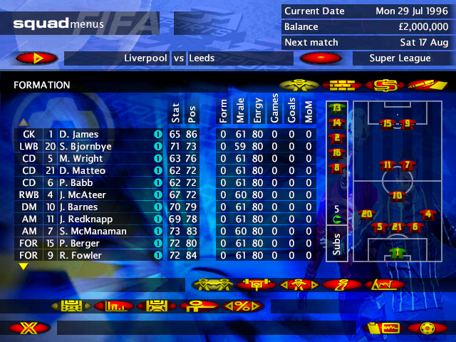 Gameplay of FIFA Soccer Manager