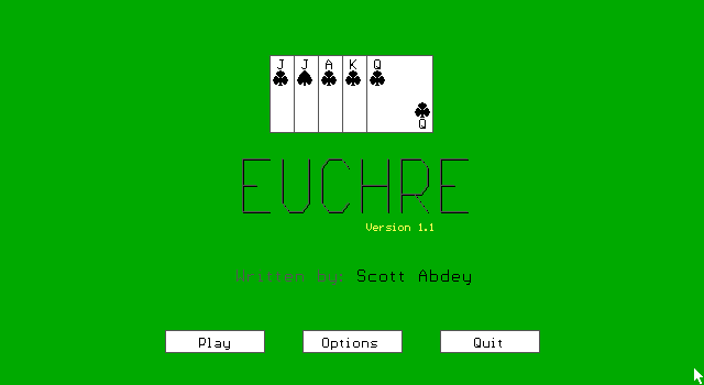 Title screen of Euchre (Scott Abdey, 1992)