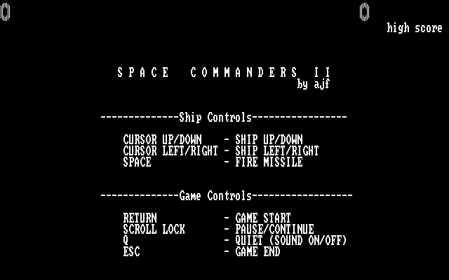 Title screen of Space Commanders II
