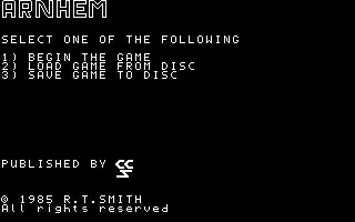 Title screen of Arnhem: The 'Market Garden' Operation