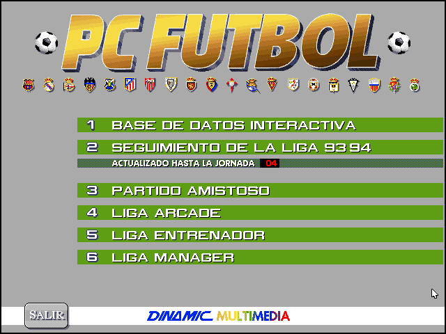 Title screen of PC Futbol