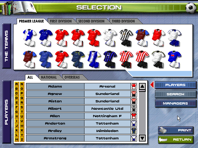 Gameplay of Premier Manager '97