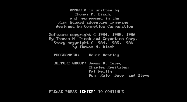 Title screen of Amnesia