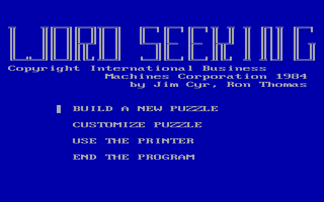 Title screen of Word Seeking