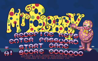 Title screen of Mr. Blobby