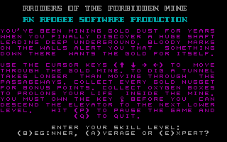 Title screen of Raiders of the Forbidden Mine