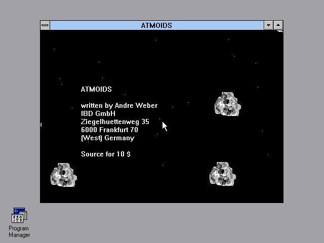 Title screen of Atmoids