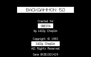 Title screen of Backgammon (1983)