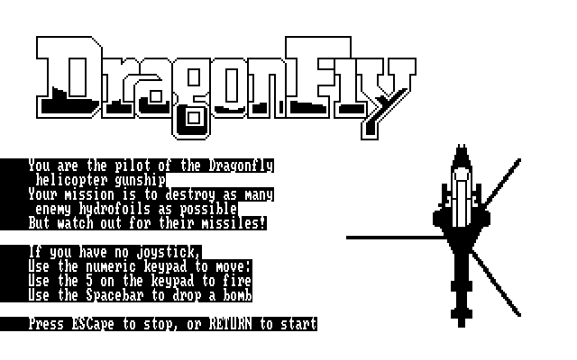 Title screen of DragonFly