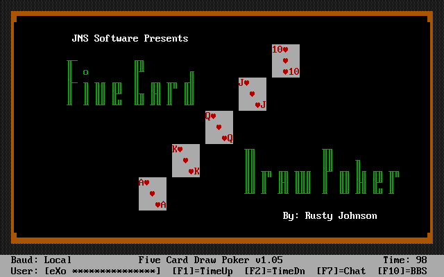 Title screen of Five Card Draw Poker