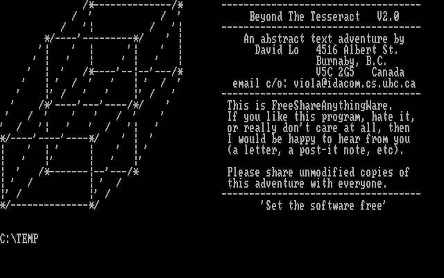 Title screen of Beyond the Tesseract