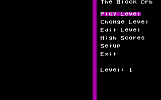 Title screen of The Black Orb