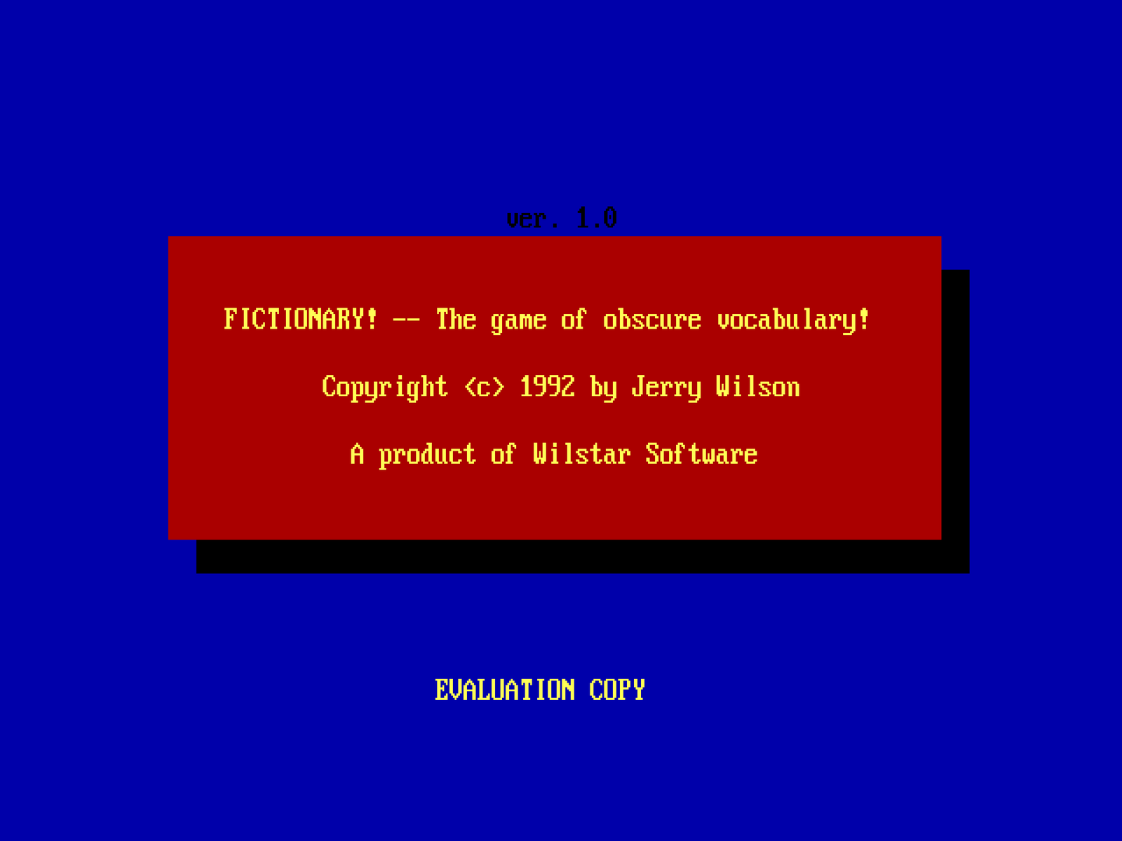 Title screen of Fictionary (1992)