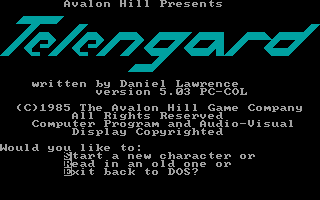 Title screen of Telengard