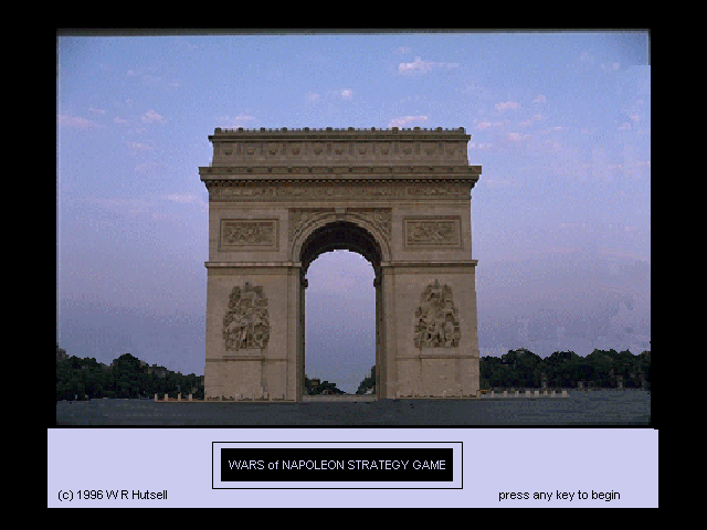 Title screen of Wars of Napoleon Strategy Game