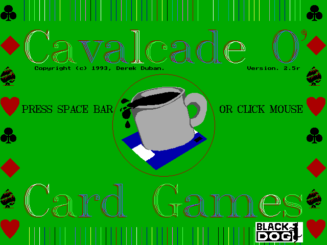 Title screen of Cavalcade O' Card Games